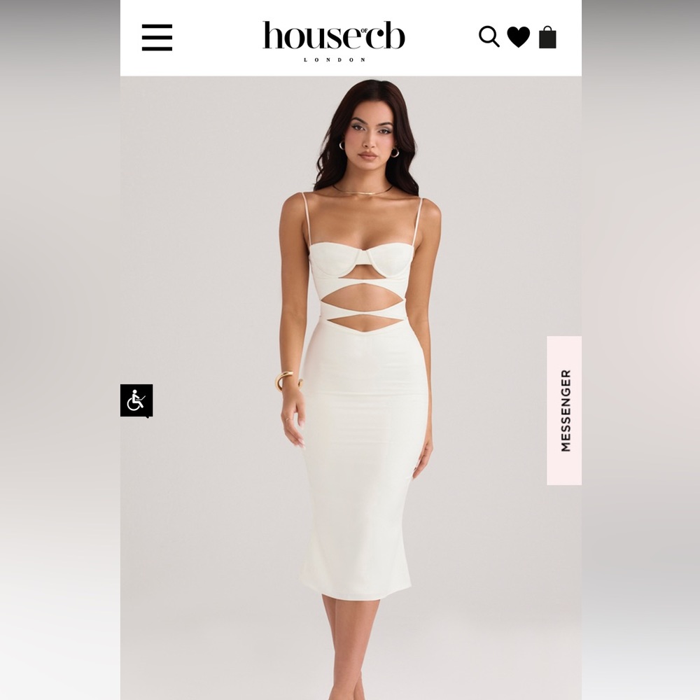 House of CB Cream Cutout Midi Dress with Spaghetti Straps